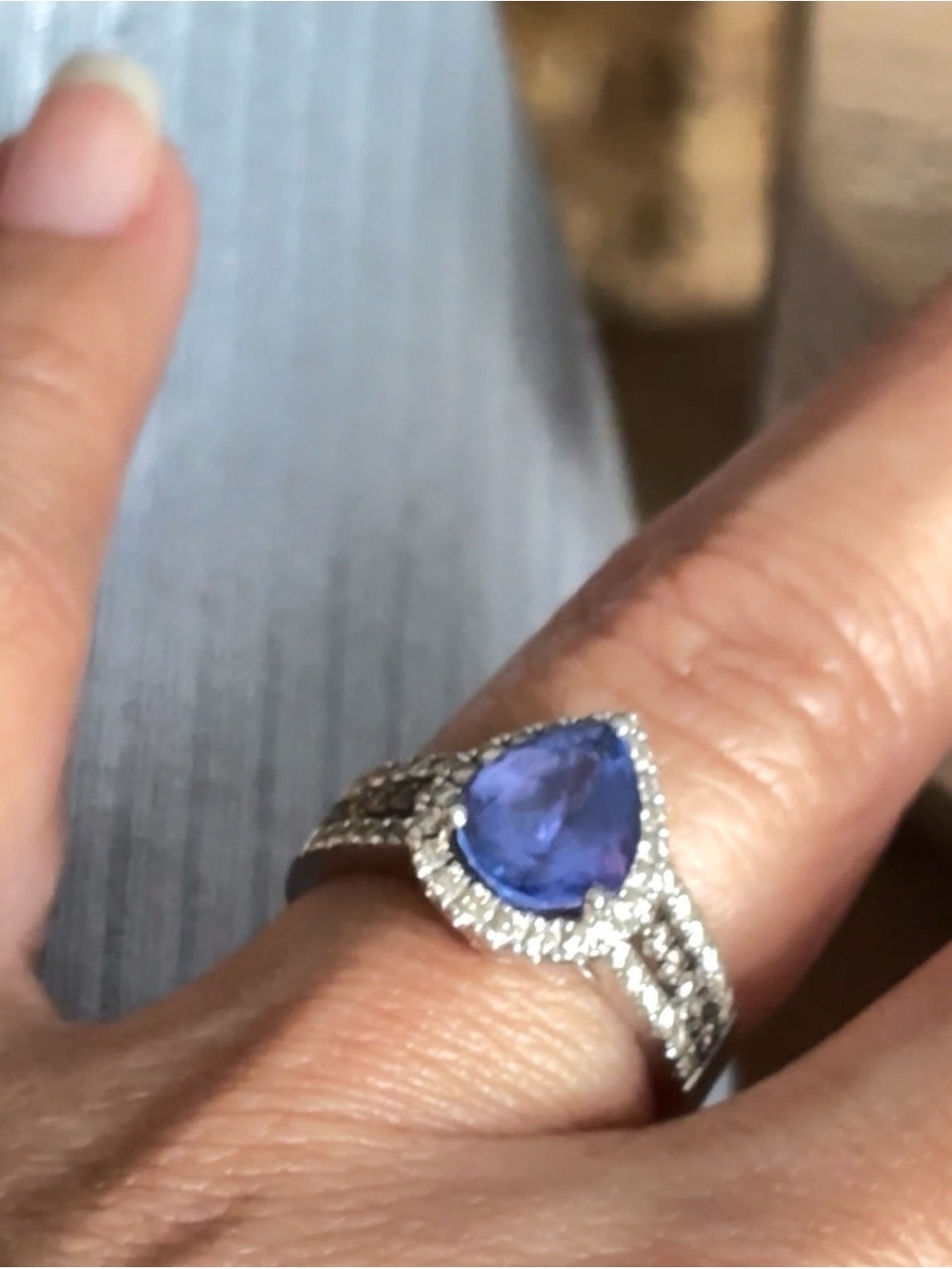 Engagement Ring Tanzanite in 14k white gold - Women's Jewelry